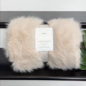 New w tags Studio McGee faux fur throw luxurious neutral